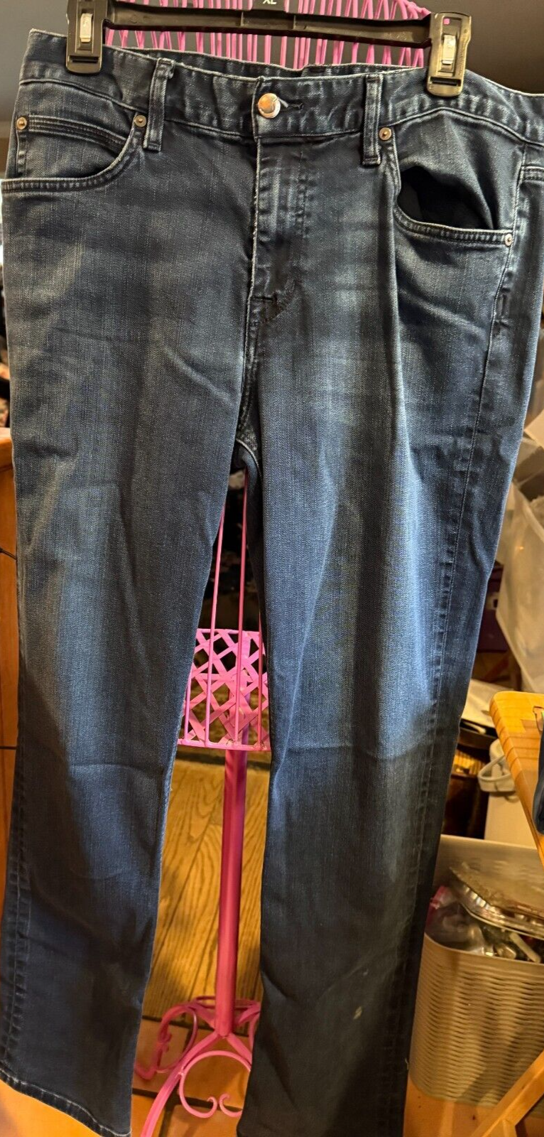 Joe's Jeans Uomo 33 Blu Denim Savile Fila Vestibilità Dritta Slim Gamba Aperta CUCITURE 32"