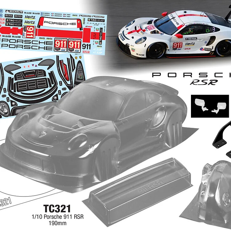 1/10 RC Drift Racing Touring Porsche 911 Car Clear Transparent Body ...