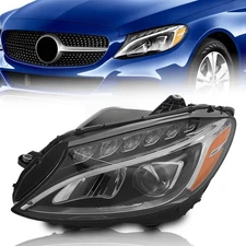 LED Headlight w/o Cornering Lamps For 2015-2018 Mercedes Benz C Class Left Side
