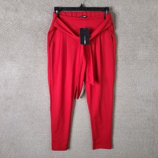 Fashion Nova Booked And Busy Pants Womens S Red Skinny Printed Flare Belted NEW