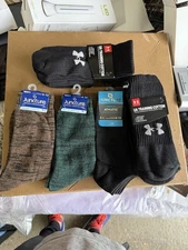 Lot of 5 Pairs Men’s Socks Under Armour Training Cotton + Juncture Athletic –New