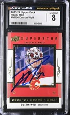 2023-24 UPPER DECK HONOR ROLL #HR56 DUSTIN WOLF SIGNED CARD CGC JSA NM/MINT 8