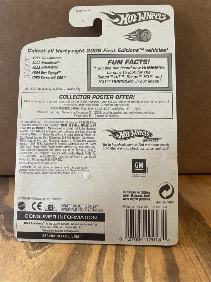 Hot Wheels 2006 First Editions 23/38 Hummer - Image 2 of 2