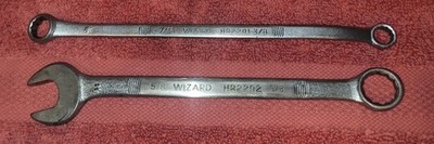Vintage WIZARD Wrench Lot: HR 2201 Offset Double Box-End & HR 2292 Combination 