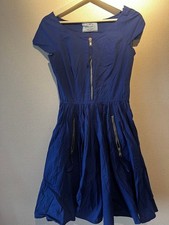 USED PRADA NAVY FLARED DRESS WITH ZIPPER VERYGOOD