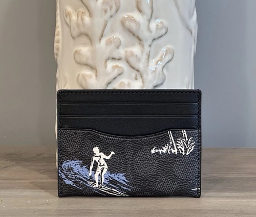 Coach CBJ93 Slim Id Card Case With Surf Print Signature Coated Canvas & Leather - Picture 5 of 8