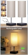 Cordless Table Rechargeable Battery Operated Lamp Touch Dimmable Lamp-Linen
