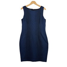 Nine West Snakeskin Pattern Sleeveless Sheath Dress size 14 Blue/Black