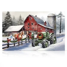 Briarwood Lane Farm Christmas Large LED Canvas Art