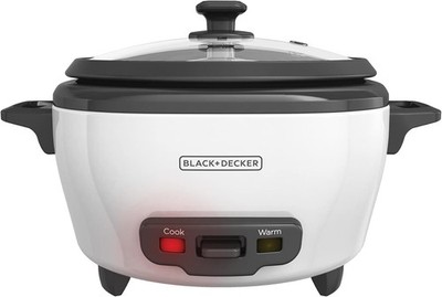 BLACK+DECKER 6-Cup Rice Cooker, RC506, 3-cup Uncooked Rice, 6-cup, White 