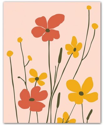 Botanical Minimal Wildflower Stems Minimal 8x10 Floral Print Wall Art Poster