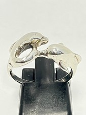 CUTE STERLING SILVER DOLPHINS RING Size 6
