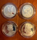 GREAT BRITAIN STERLING SILVER MEDALS, KINGS & QUEENS OF ENGLAND, ASW = 4.64 OZ.