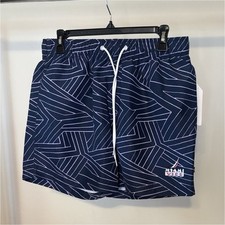Nautica Swim Shorts Navy White Men's Size M Geometric Pattern Back Pocket
