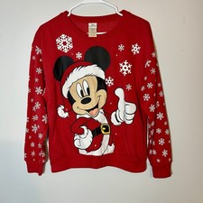 Disney Mickey Mouse Light Up Christmas Sweatshirt Red Women s Size S