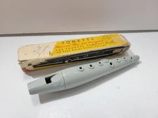 Vintage Swanson Tonette Plastic Ocarina Recorder Gray w/ Original Box Made USA