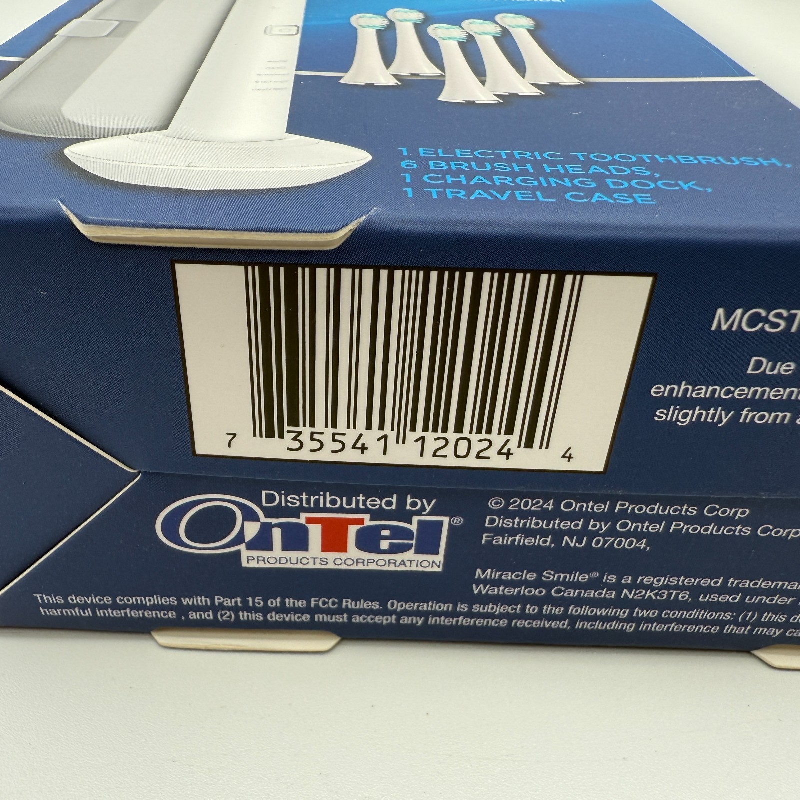 Miracle Smile Sonic Toothbrush, 5 Sonic Speeds, USB Charging Dock, 6 Brush Heads