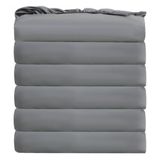 Full Fitted Sheet Only 6 PCS Deep Pocket Gray 54x75 Inch Microfiber Hotel
