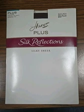 Hanes Silk Reflections Sheer Panythose Control Top Barely Black Two Plus NWT