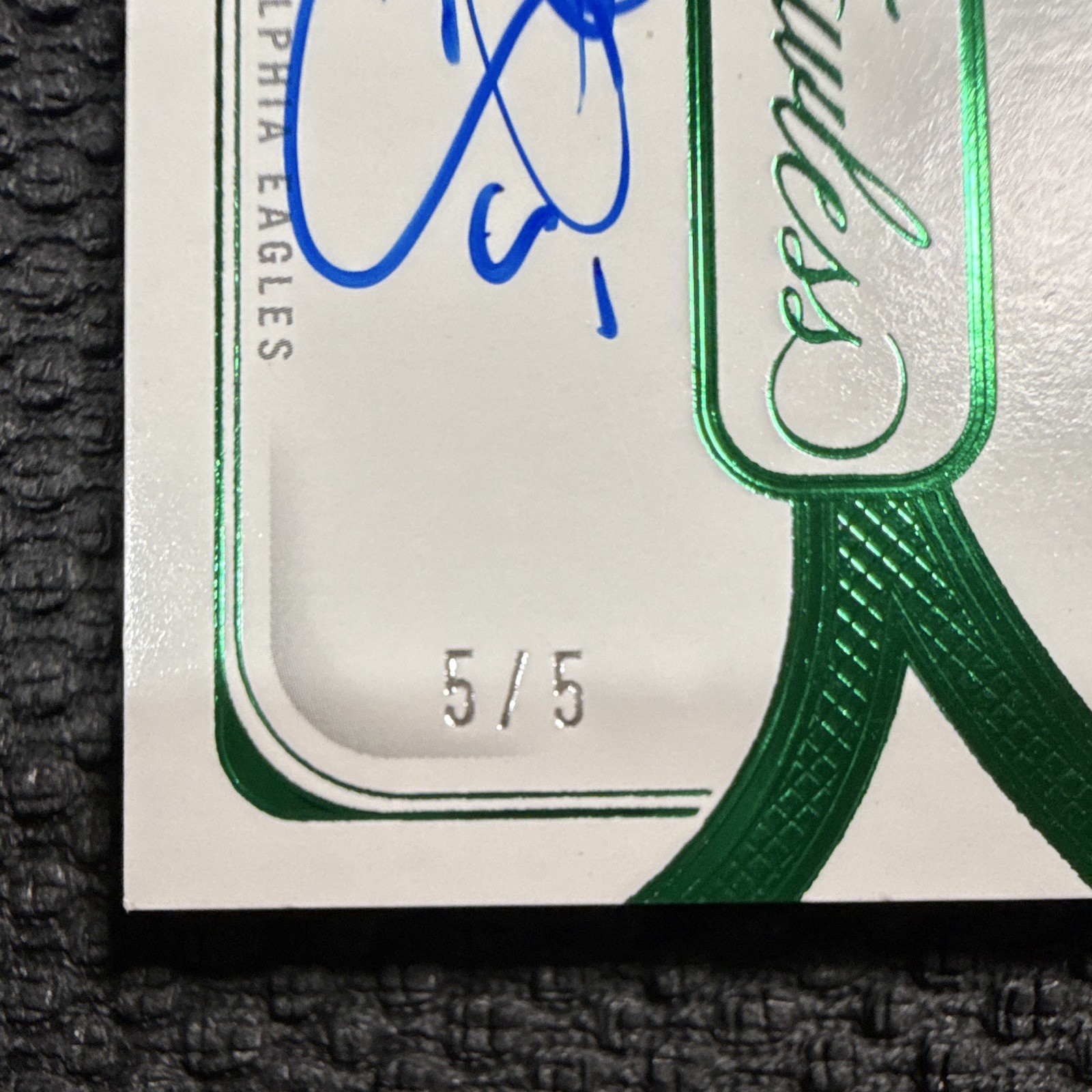 2024 Panini Flawless Donovan McNabb On Card Patch Auto Emerald /5 Laundry Tag view 3