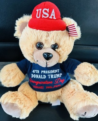 USA the 47th President 2025 Jan Inauguration Bear Toy Stuffed w Red Hat