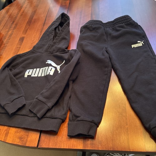PUMA Sweat Pants And Hoodie Set Black XS 5/6 Boys Dark Black - Picture 4 of 6