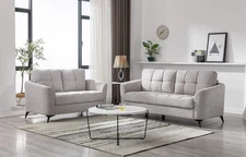 Gray Woven Sofa & Loveseat Set: Callie