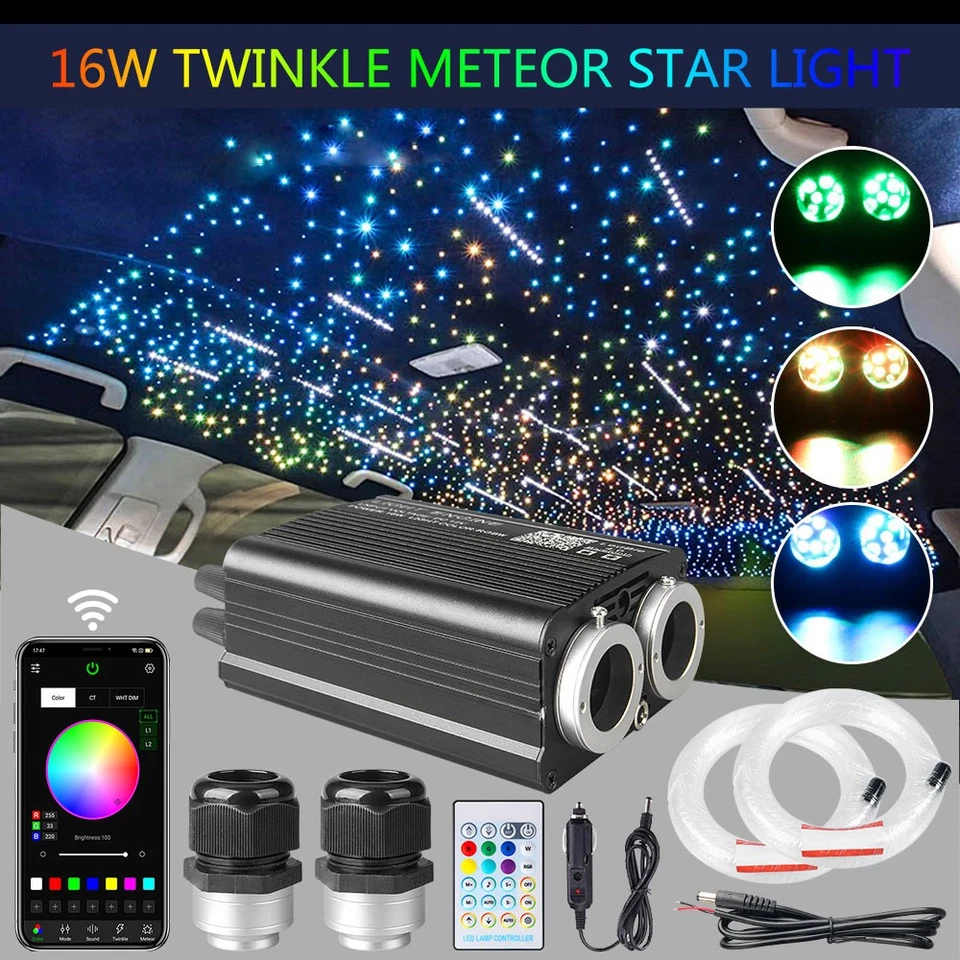 Twinkle+Meteor Fiber Optic Car Home Headliner Star Light kit Roof Ceiling Lights - Image 3 of 4