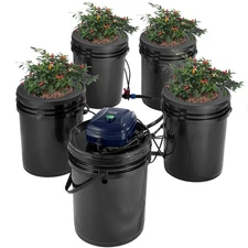 VEVOR◈RDWC Hydroponics System Recirculating Deep Water Culture 4 Buckets 5 Gal