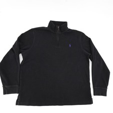 Polo Ralph Lauren Sweater Mens Large Black Quarter Zip Estate Rib Pony Logo