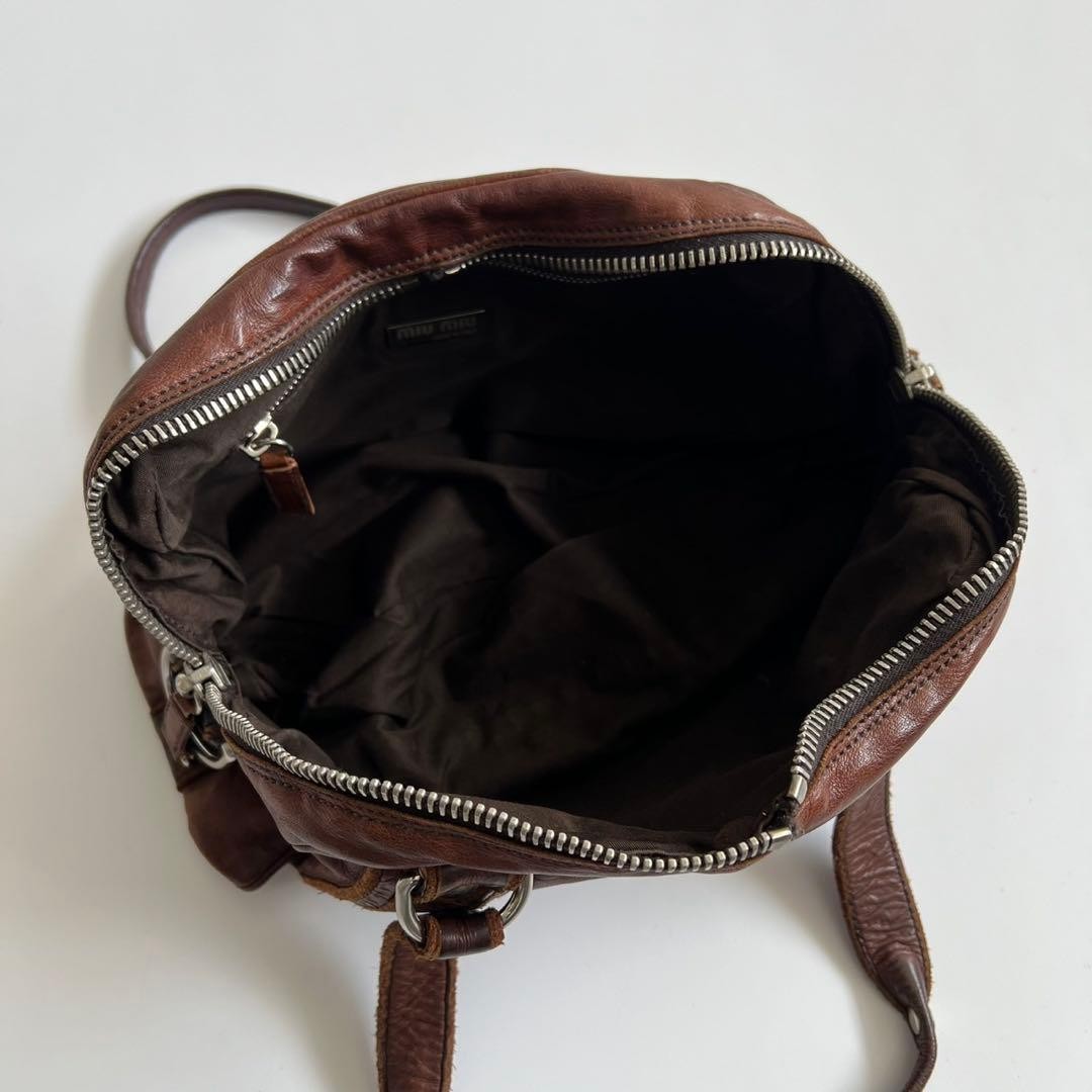 Miu Miu Leather Boston Shoulder Bag 90s Archive Mini Brown Handbag