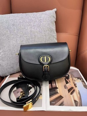 Christian Dior Bobby Black Leather Crossbody Bag With Gold Hardware Logo USA