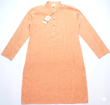 Mens Kurta Long Sleeve Shirt 36 Small Beige Tan India Traditional Clothing