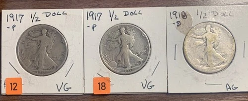 Lot Of 3 Walking Liberty Half Dollars G To VG Details 90% Silver.