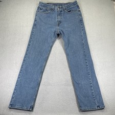 Levis 505 Jeans Mens 34x32 Blue Straight Stretch Mid Rise Medium Wash Denim