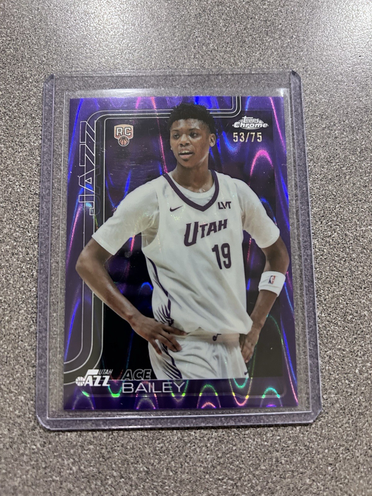 Topps Chrome 2025-26 Ace Bailey #255 Purple Raywave Refractor Rookie /75 Jazz🔥