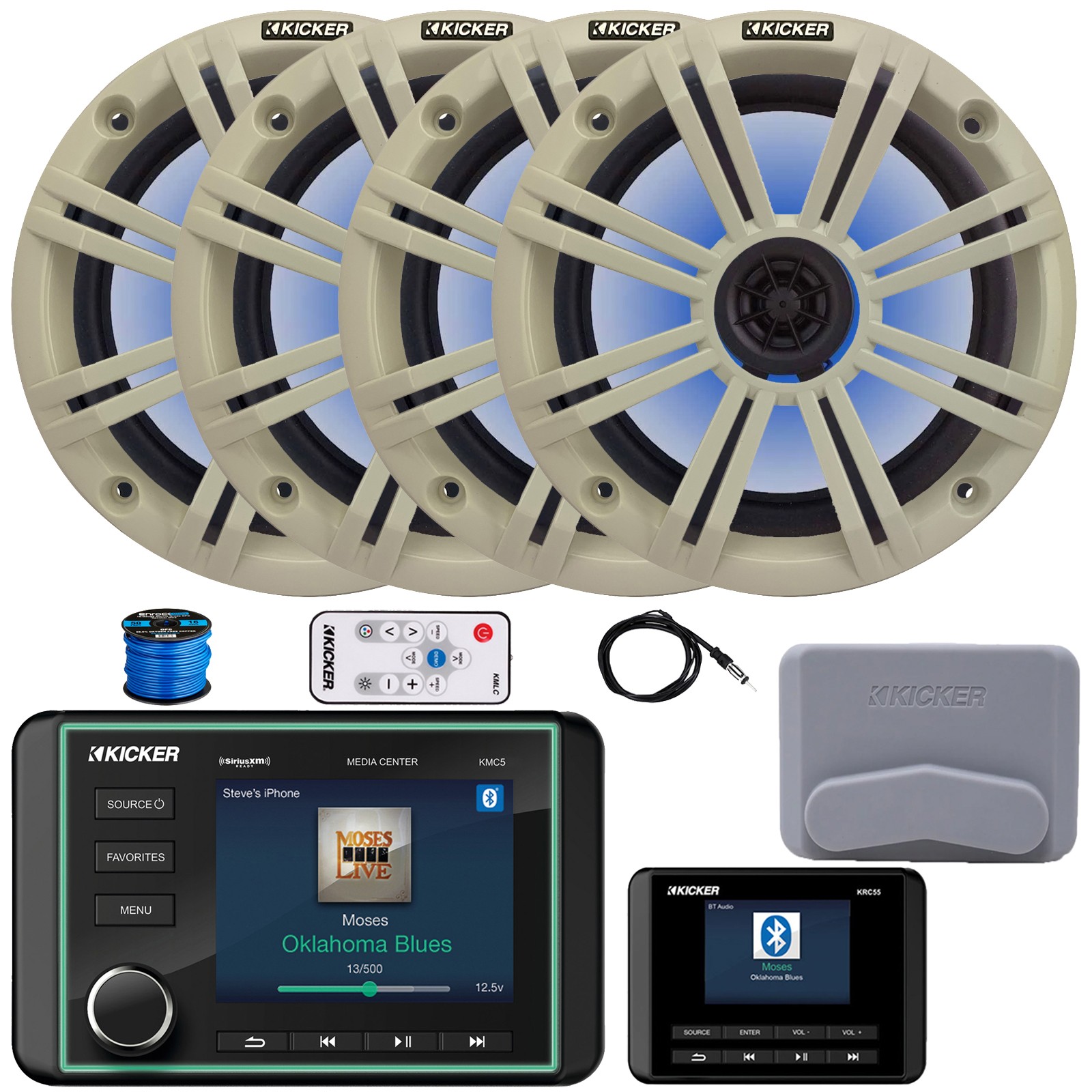 Kicker Bluetooth USB/AUX Receiver, 4x 6.5" Speakers, White G