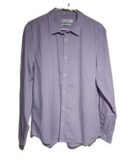 Calvin Klein Checkered Non-Iron Cool Tech Non Iron Button Up Shirt Large Purple