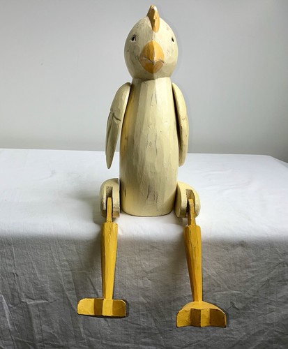 Vintage Jointed Wooden Wood Shelf Sitter Folk Art Carved Dick bird