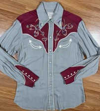 Vintage 50s H Bar C California Ranchwear Western Embroidered Pearl Snap Large