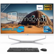 All In One Aio 24" Touchscreen Windows 11 Core I3 8Gb 240Gb Fisso Webcam 2K