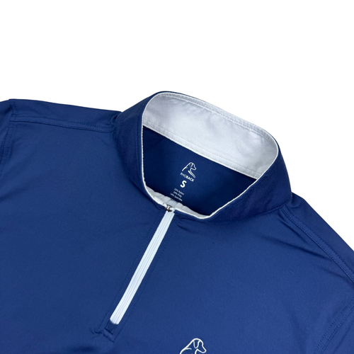 Rhoback Herren Performance Langarm Viertelreißverschluss Marine Pullover Größe S USA Flagge - Bild 3 von 13