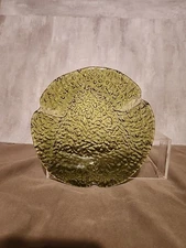 Anchor Hocking Green Low Profile Ashtray. Crinkle Design On Bottom Smooth On Top