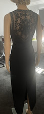 Rockmans Womens Size 10 Black Evening Dress Lace Back Maxi Formal Gown