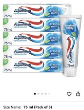 Aquafresh Toothpaste Triple Protection Fresh & Minty, 3 in 1, Pack of 5 x 75ml 23.09 per litre