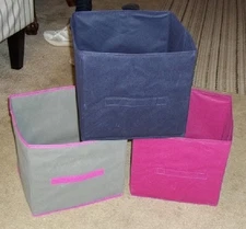 1 Collapsible Cloth Covered Storage  Organizer Basket Box  Bin  11" Square