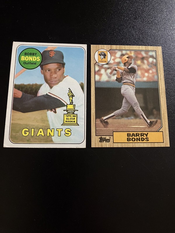 Topps 1969 Rookie Bobby Bonds #630 Giants & Barry Bonds Rookie Card. 2 Card Lot