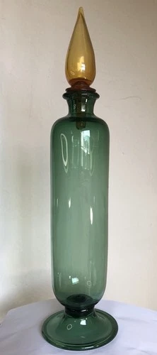 VINTAGE MURANO GLASS DECANTER BOTTLE NO STOPPER EMPOLI VERDE 16" BLENKO ERA