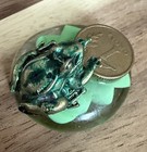 Vintage Frog Figurine on Glass Marble with Polish 1 Grosz Coin Curio — photo 3