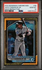 2024 BOWMAN CHROME MEGA BOX 96 JAZZ CHISHOLM JR. GOLD REFRACTOR /50 PSA 10